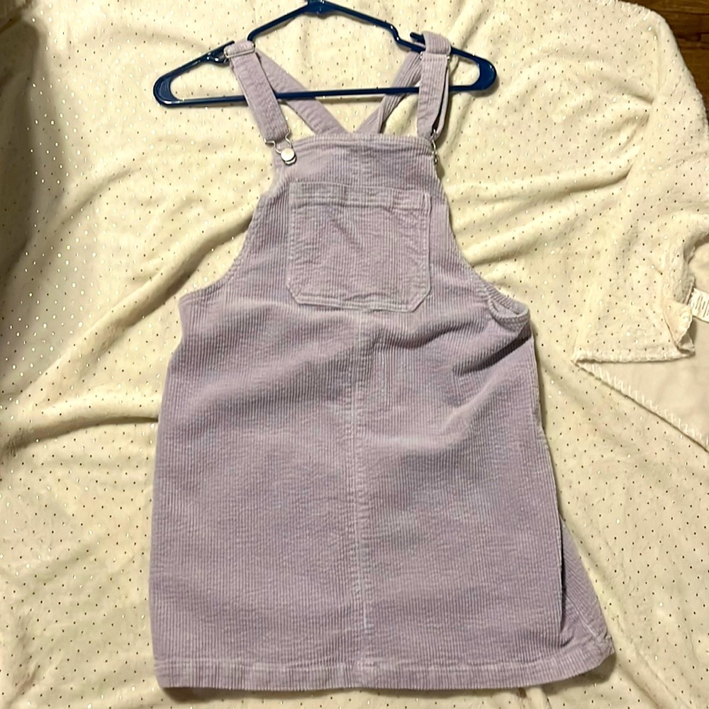 Lavender corduroy stretch mini overall dress